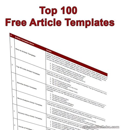 Free Article Templates: A Step.